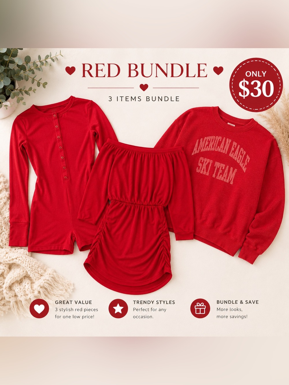 American Eagle Outfitters+ Red 3-Piece